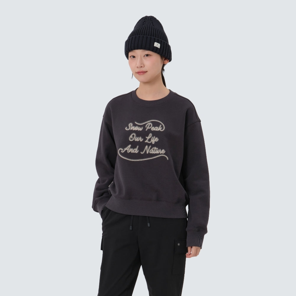 여성 레터링 세미크롭 맨투맨 Dark Charcoal