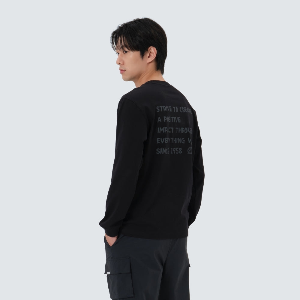 에어로히트 레터링 긴팔 티셔츠 Black