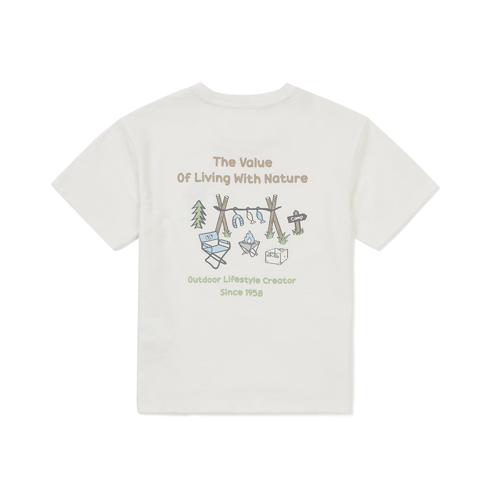 키즈 소로나 캠핑 반팔 티셔츠 Off White
