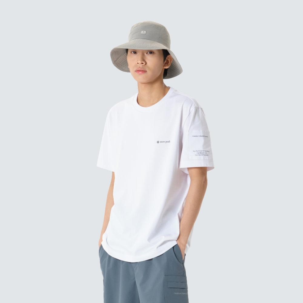 에어로쿨 소매 우븐 패치 반팔 티셔츠 White