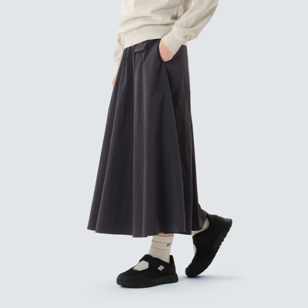 루트 플레어 롱스커트 Charcoal
