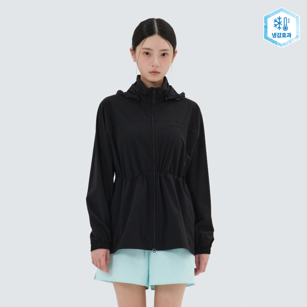 에어닷 여성 후드 탈부착 바람막이 Black