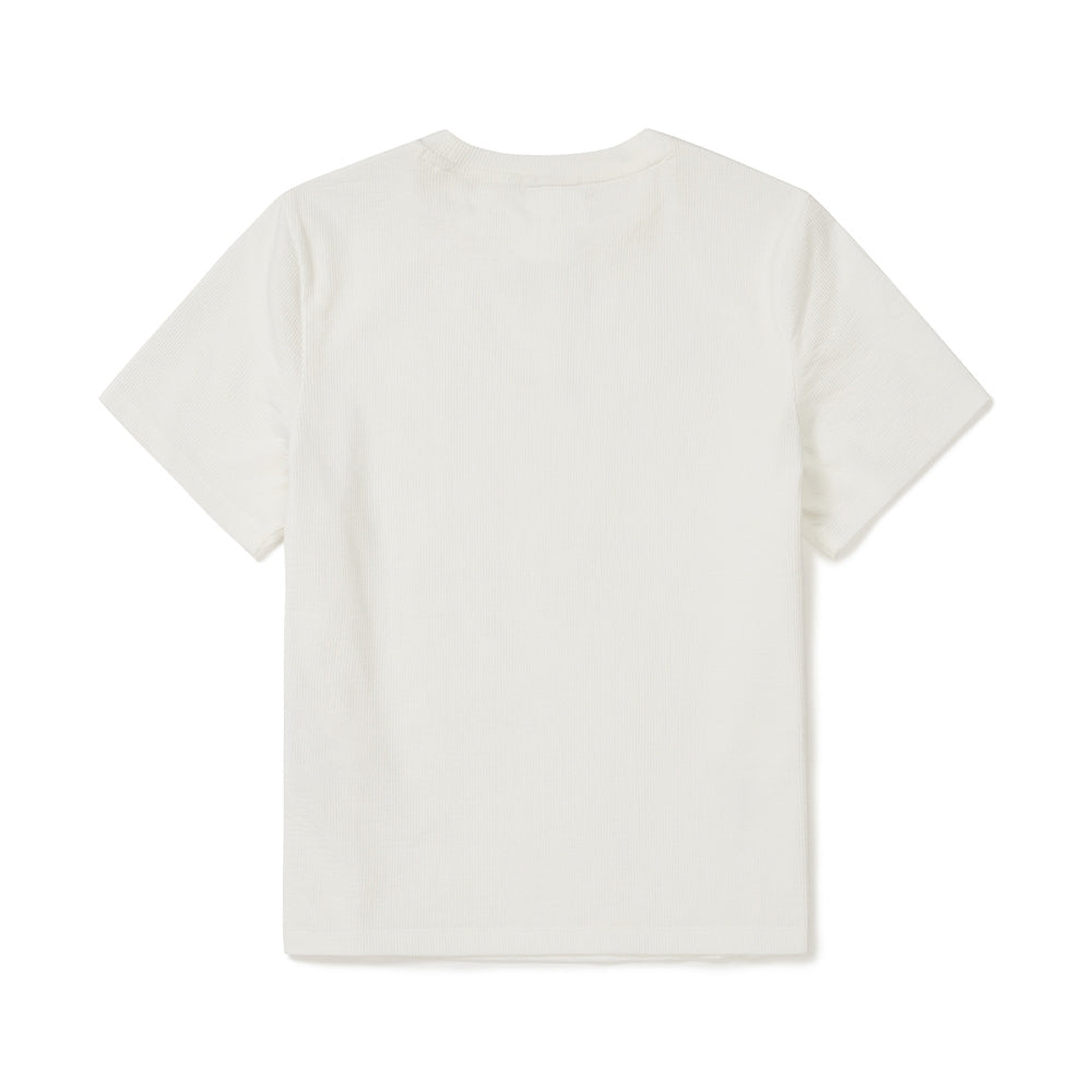 골지 여성 레귤러핏 반팔 티셔츠 Off White