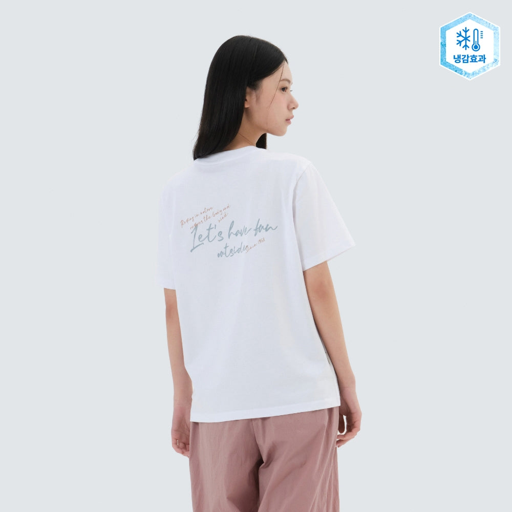 아스킨 여성 레터링 반팔 티셔츠 White