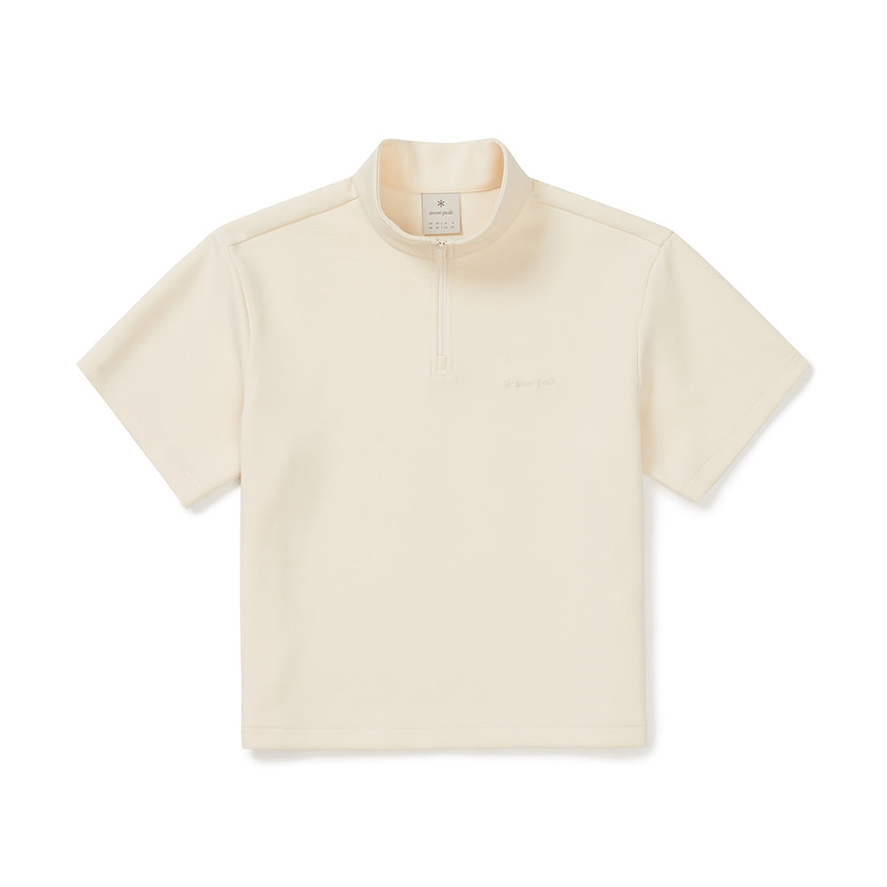 실키 여성 반집업 반팔 티셔츠 Pastel Yellow