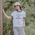 코튼 여성 링거 반팔 티셔츠 Off White