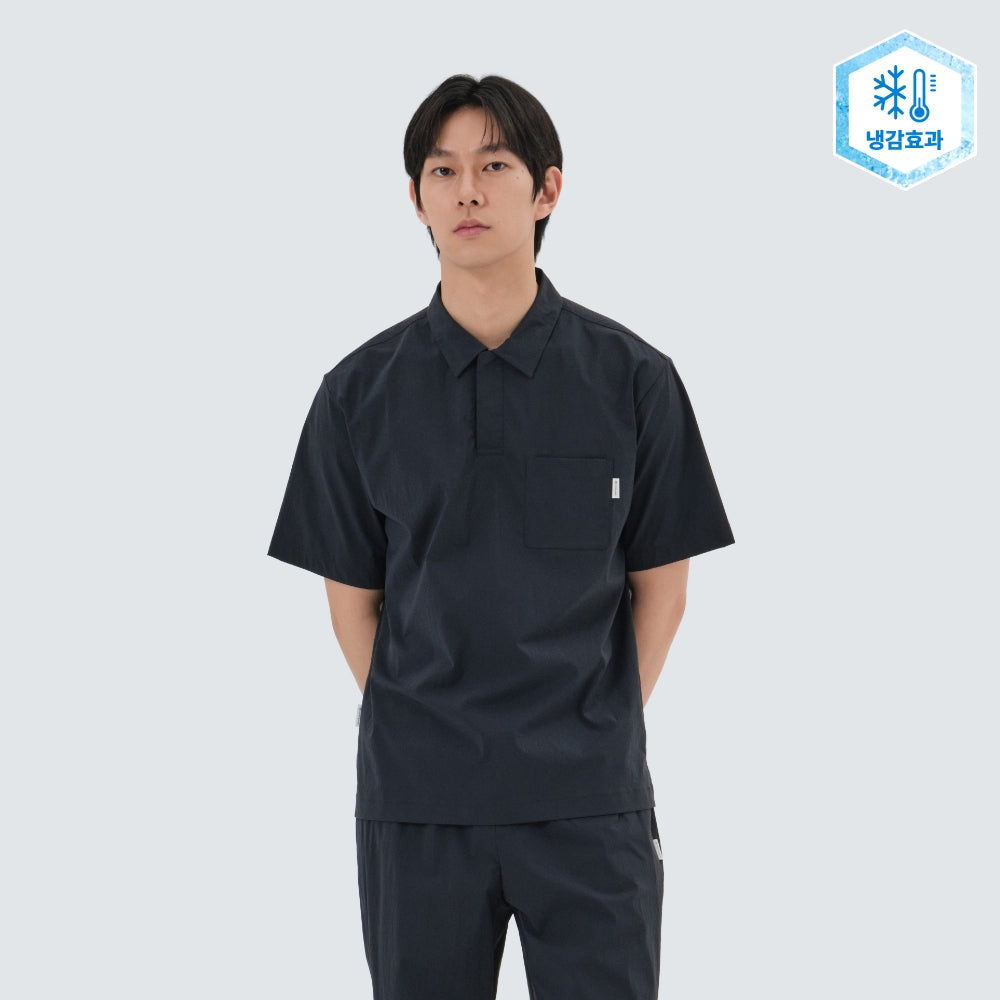 냉감 루트 포켓 반팔 폴로 티셔츠 Navy