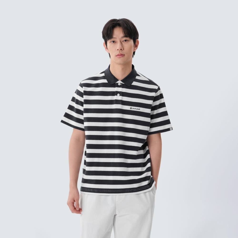 코튼 스트라이프 폴로 티셔츠 Navy