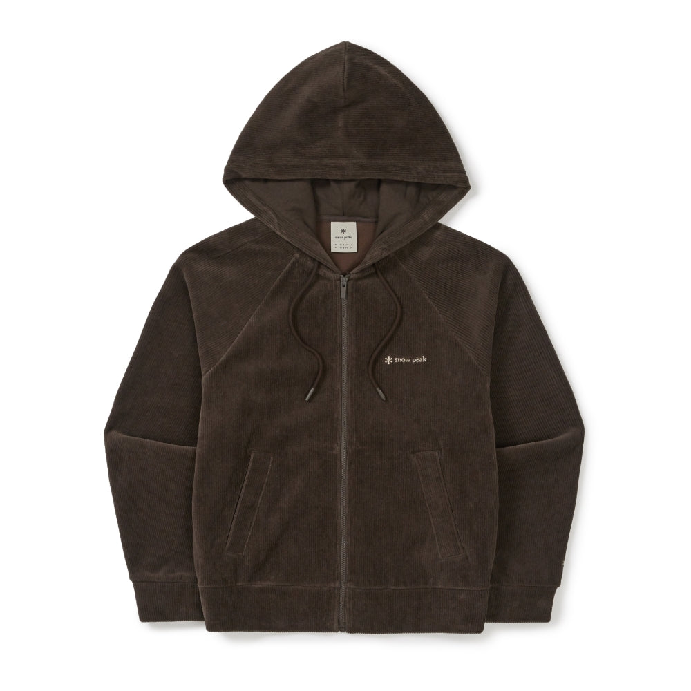 코듀로이 여성 세미크롭 후드 집업 Choco Brown