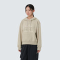 여성 레터링 세미크롭 후드 티셔츠 Beige