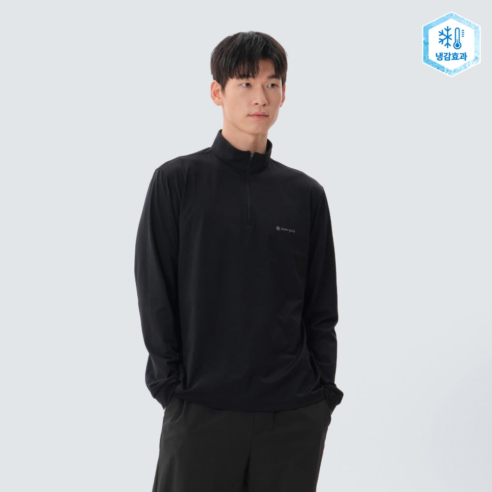 퀵드라이 반집업 긴팔 티셔츠 Black