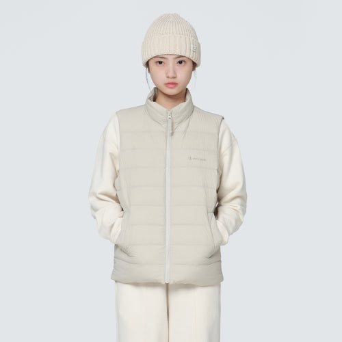 라이트 스탠드넥 경량 구스 다운 베스트 Light Beige