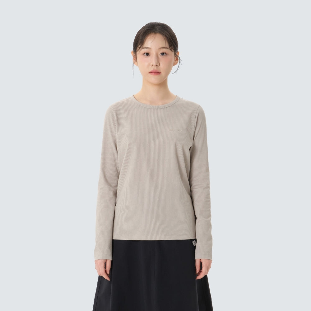 골지 여성 긴팔 티셔츠 Sand Beige