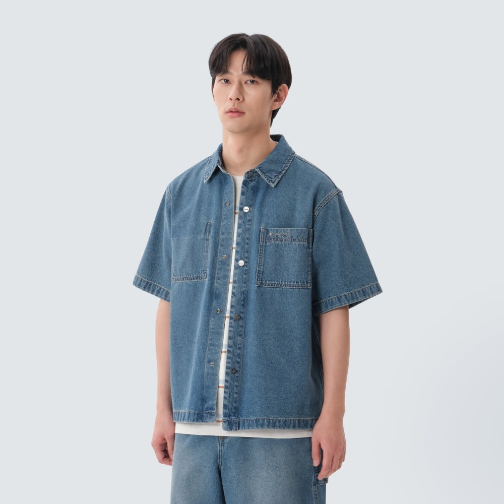 데님 반팔 셔츠 Blue