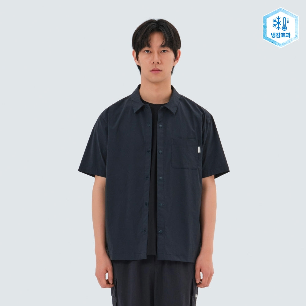 냉감 루트 반팔 셔츠 Navy