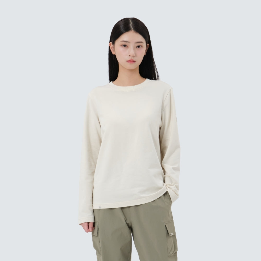 베이직 여성 긴팔 티셔츠 Sand Beige