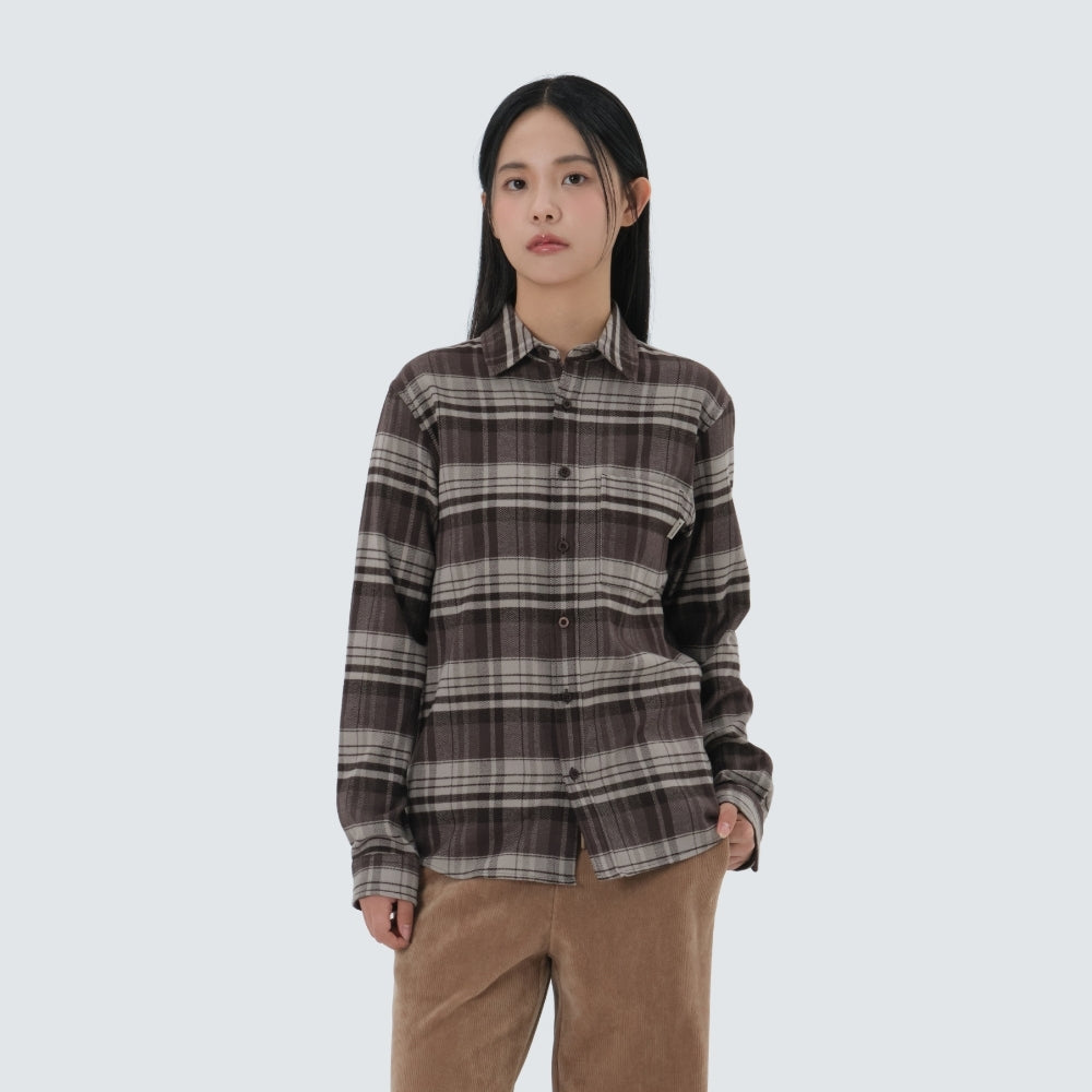 리사이클 체크 셔츠 Choco Brown