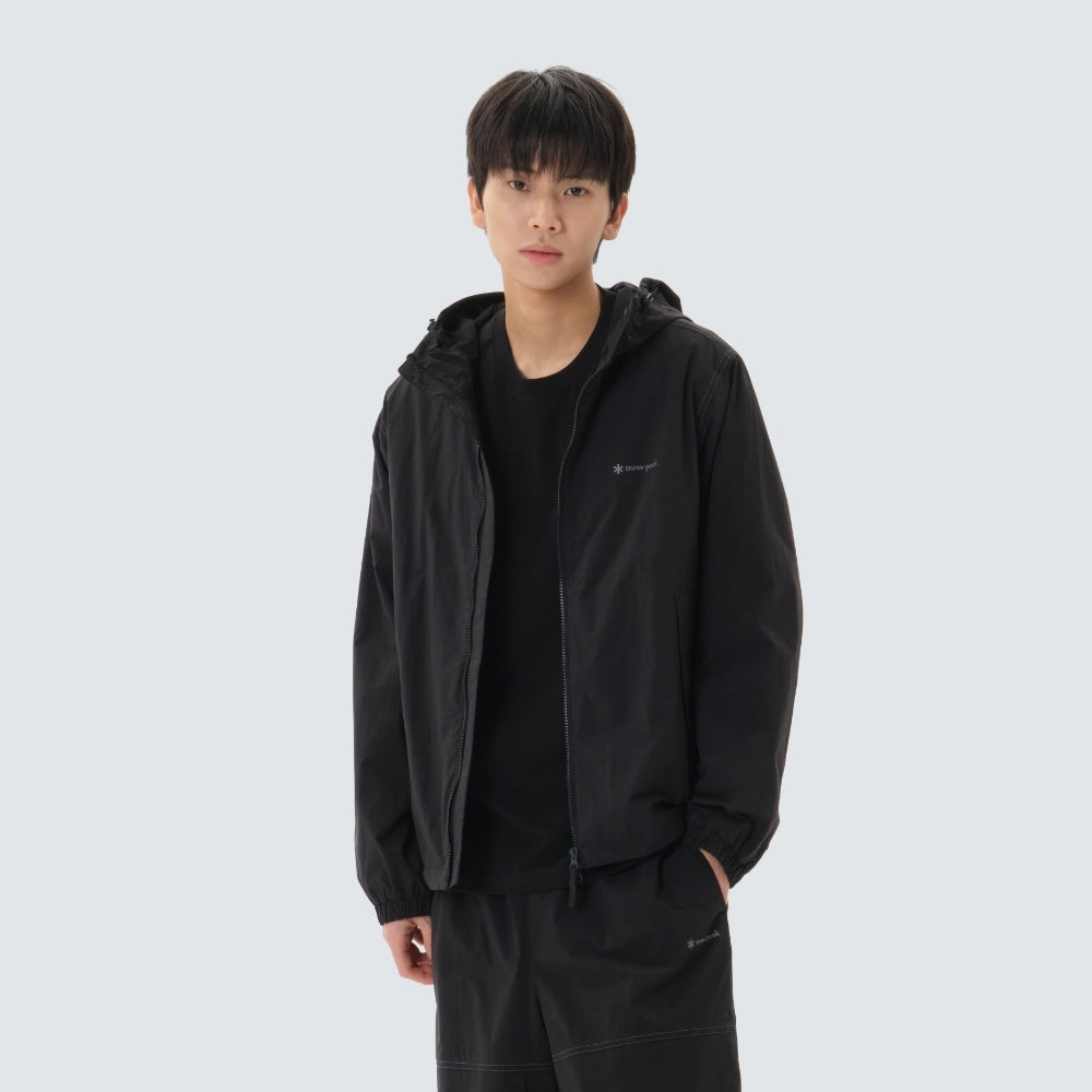 경량 타슬란 윈드스토퍼 후드 바람막이 Black