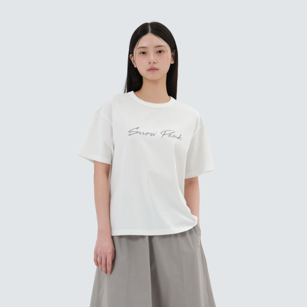 에어로쿨 여성 레터링 반팔 티셔츠 Off White