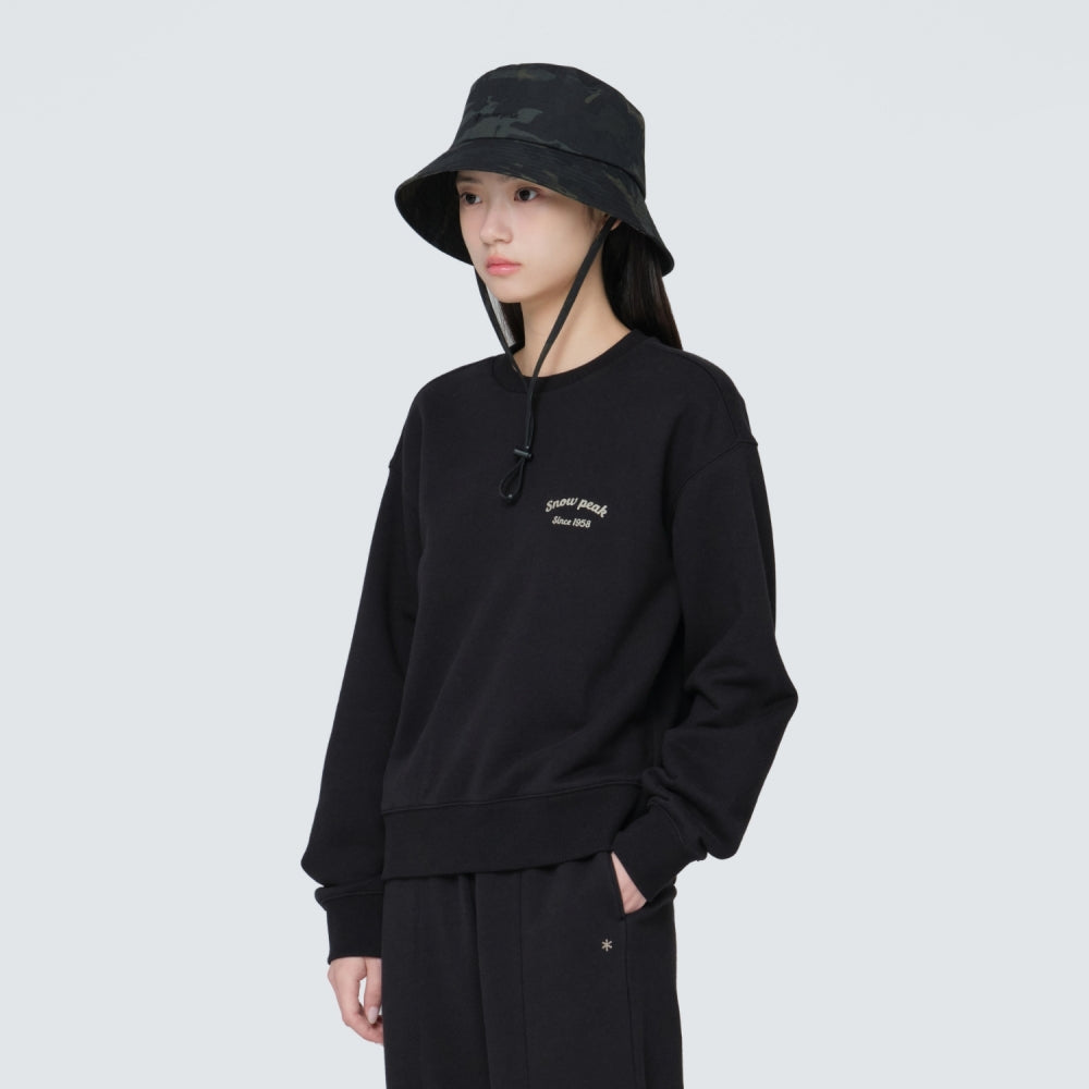 여성 레터링 세미 크롭 맨투맨 Black