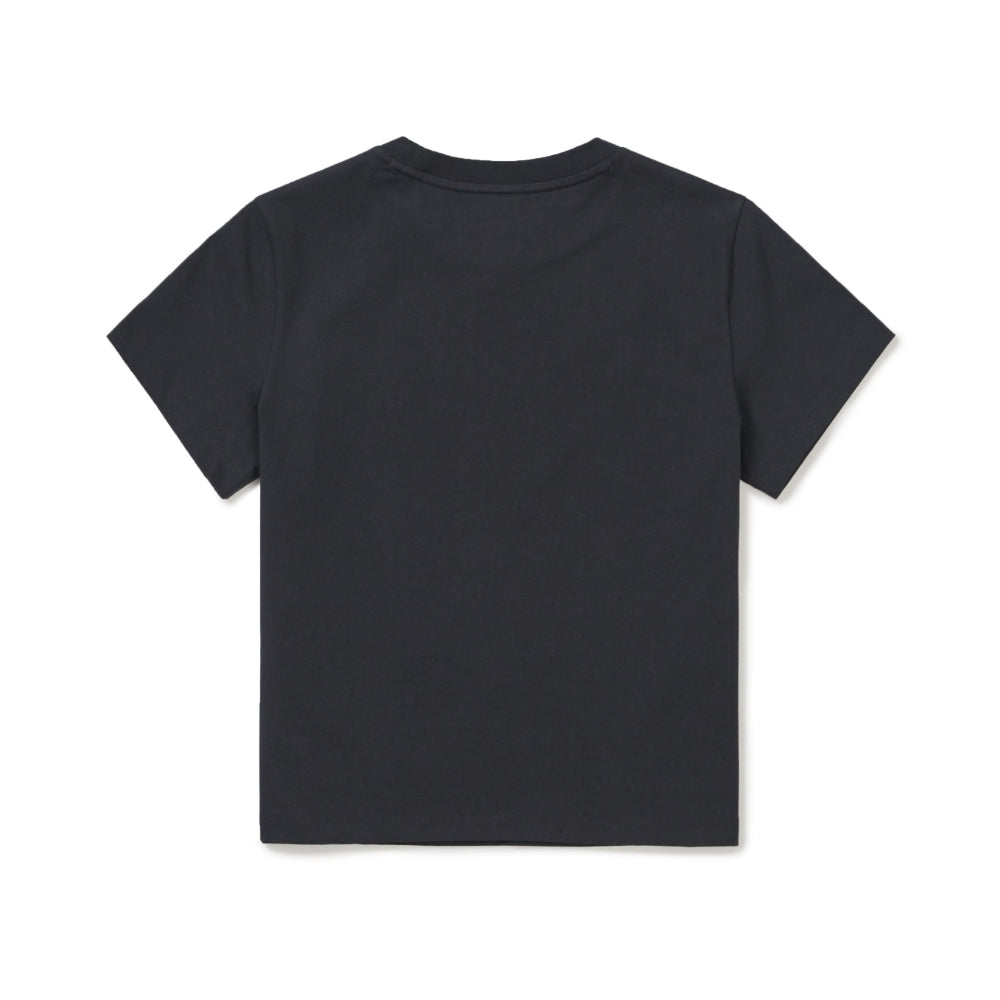 에어로쿨 여성 크롭 레터링 반팔 티셔츠 Dark Navy