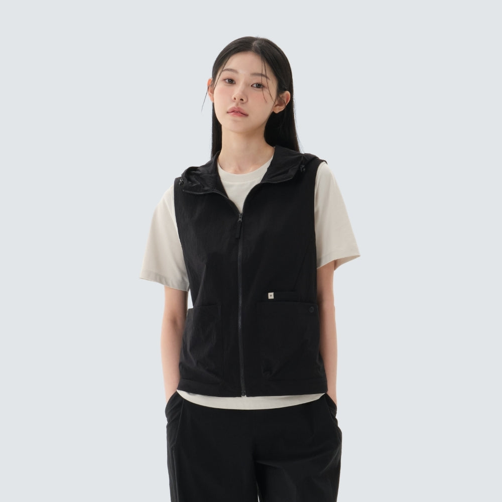 루트 여성 후드 베스트 Black