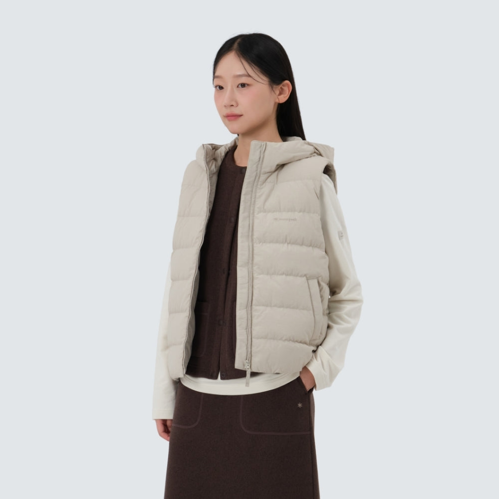 랜드 여성 후드 경량 다운 베스트 Light Beige
