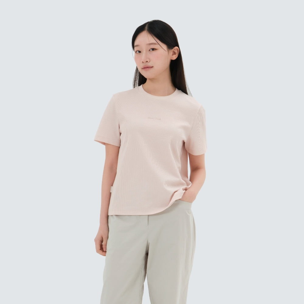 골지 여성 레귤러핏 반팔 티셔츠 Light Coral