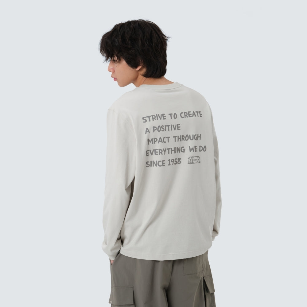에어로히트 레터링 긴팔 티셔츠 Stone Gray