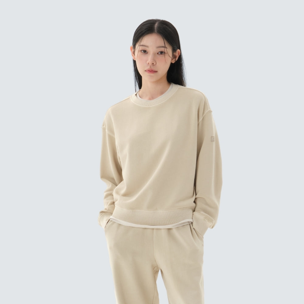 피그먼트 여성 맨투맨 Beige