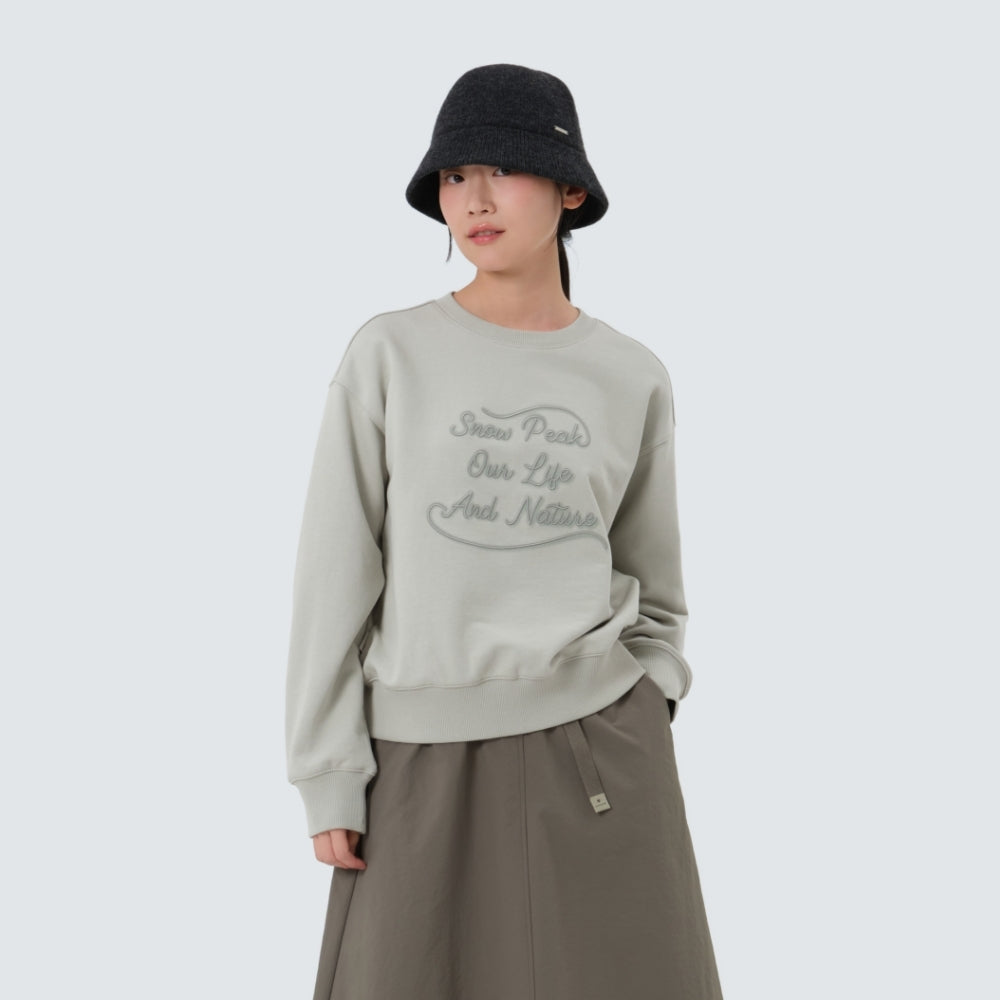 여성 레터링 세미크롭 맨투맨 Mint Khaki