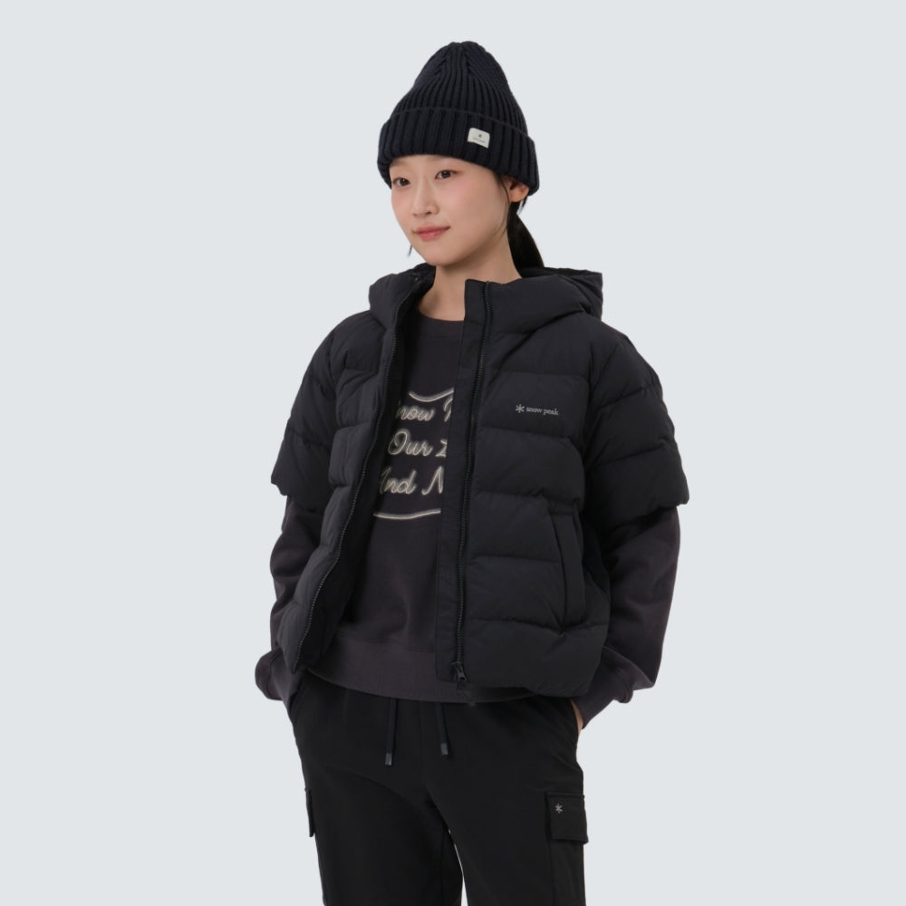 랜드에어 여성 반팔 후드 경량 다운 자켓 Black