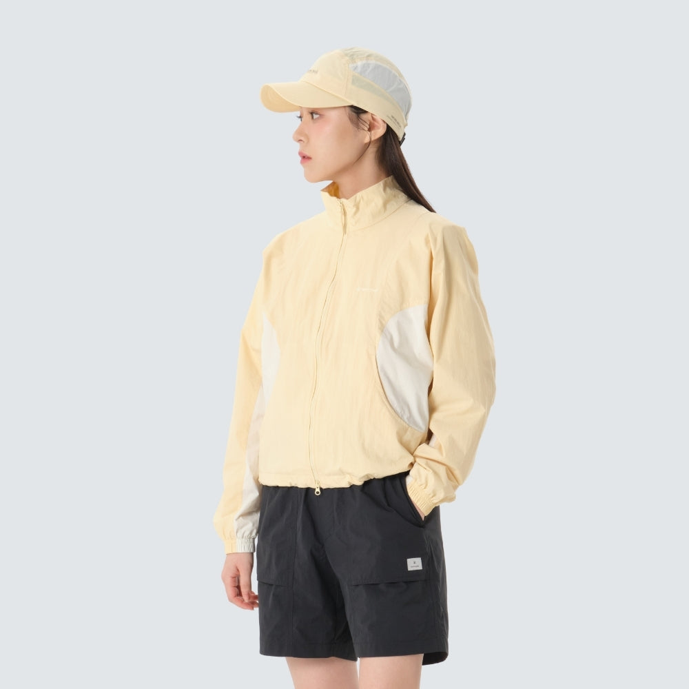 경량 타슬란 컬러블럭 여성 스탠드넥 바람막이 Light Yellow