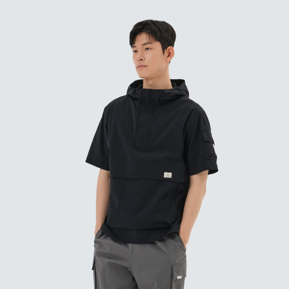 루트 후드 반팔 아노락 Black