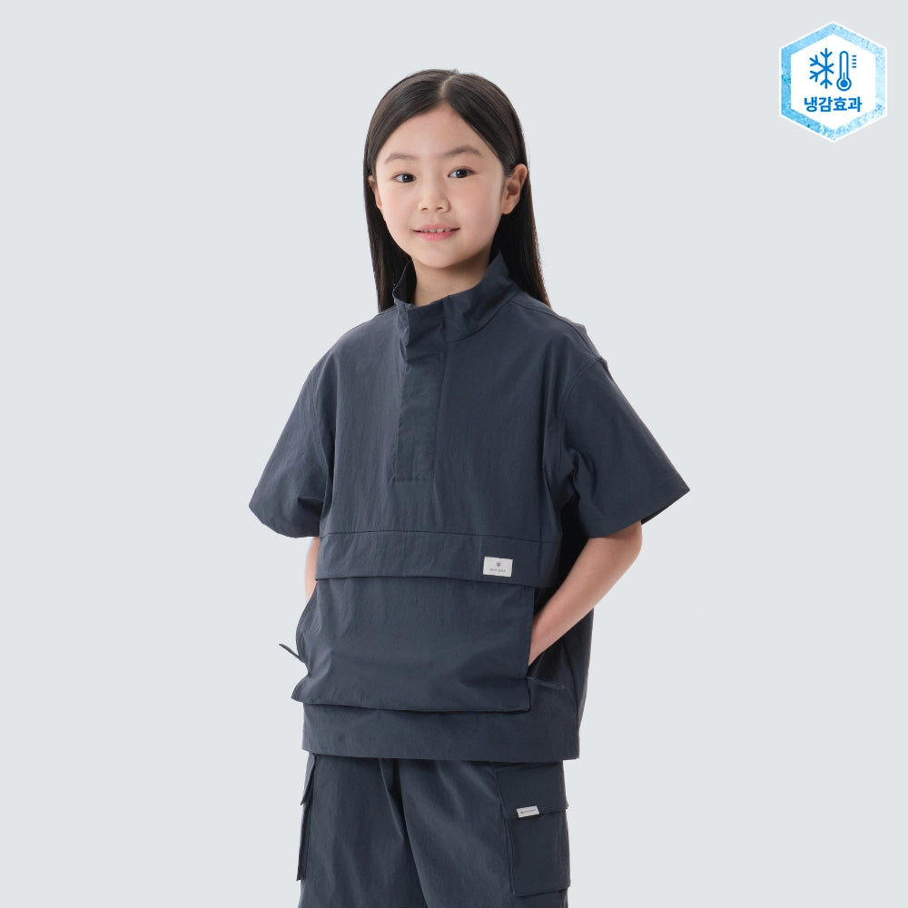 키즈 냉감 루트 스탠드넥 반팔 아노락 Vintage Green