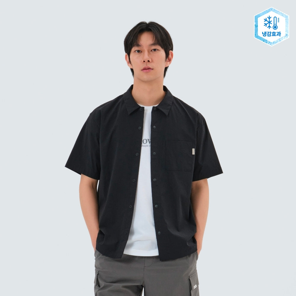 냉감 루트 반팔 셔츠 Black