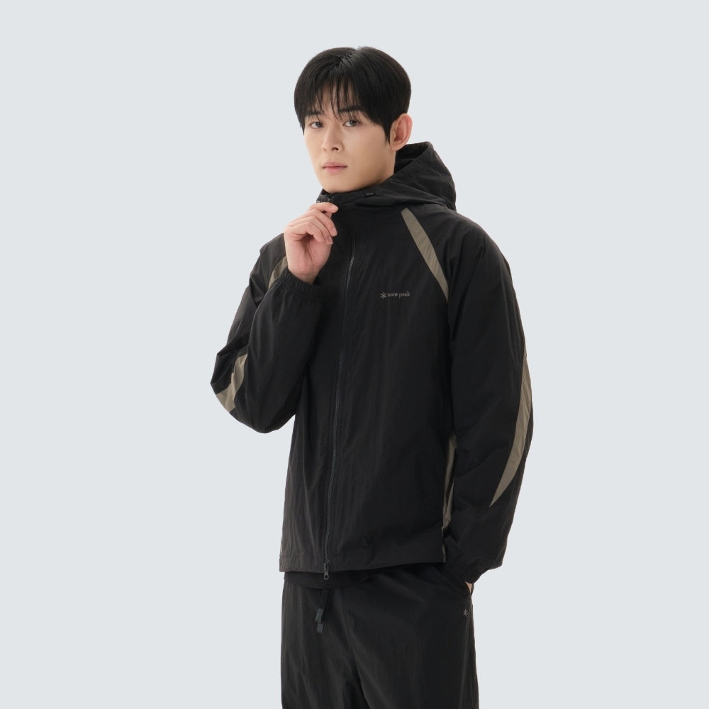 경량 타슬란 컬러블럭 후드 바람막이 Dark Charcoal