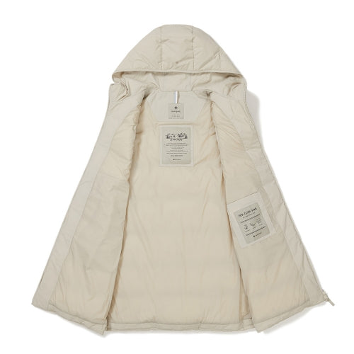 여성 후드 중기장 경량 다운 베스트 Light Beige