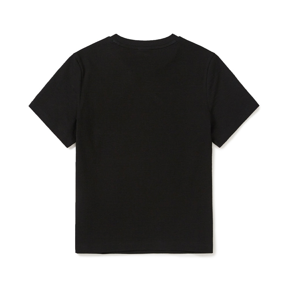골지 여성 레귤러핏 반팔 티셔츠 Black