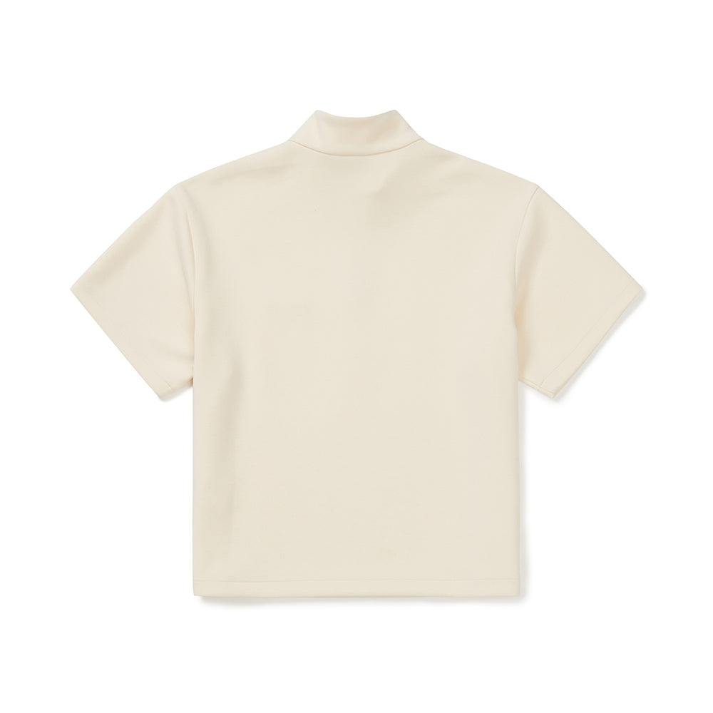 실키 여성 반집업 반팔 티셔츠 Pastel Yellow