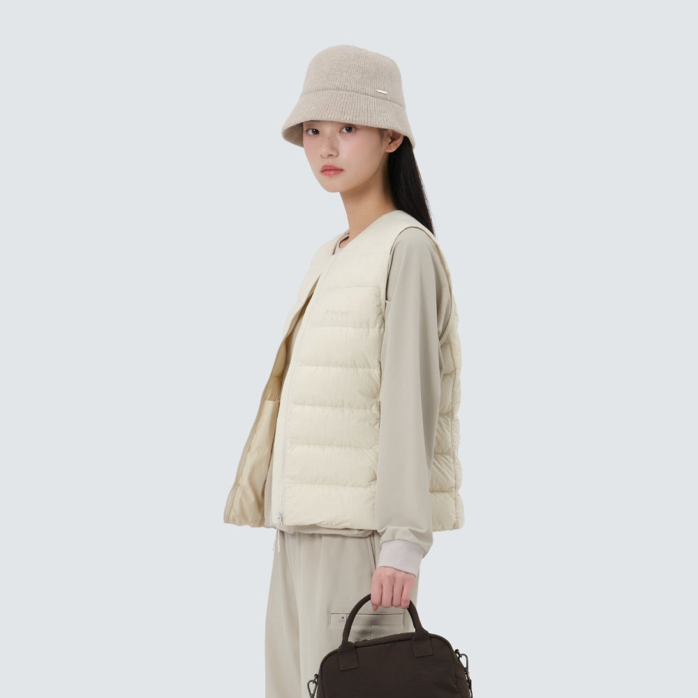 에어리 여성 라운드넥 경량 다운 베스트 Sand Beige