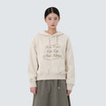 여성 레터링 세미크롭 후드 티셔츠 Sand Beige