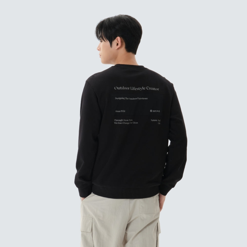 랜드 레터링 우븐 패치 맨투맨 Black
