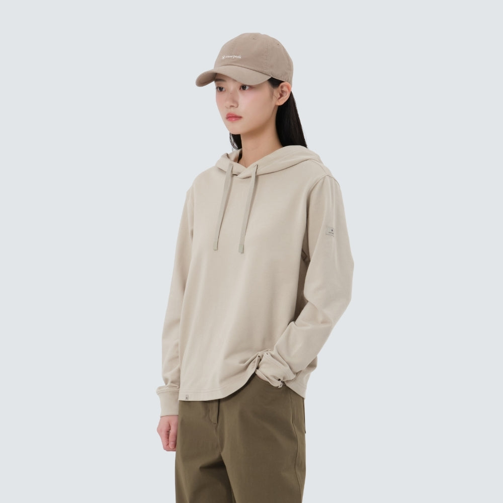 베이직 여성 세미크롭 후드 티셔츠 Light Beige