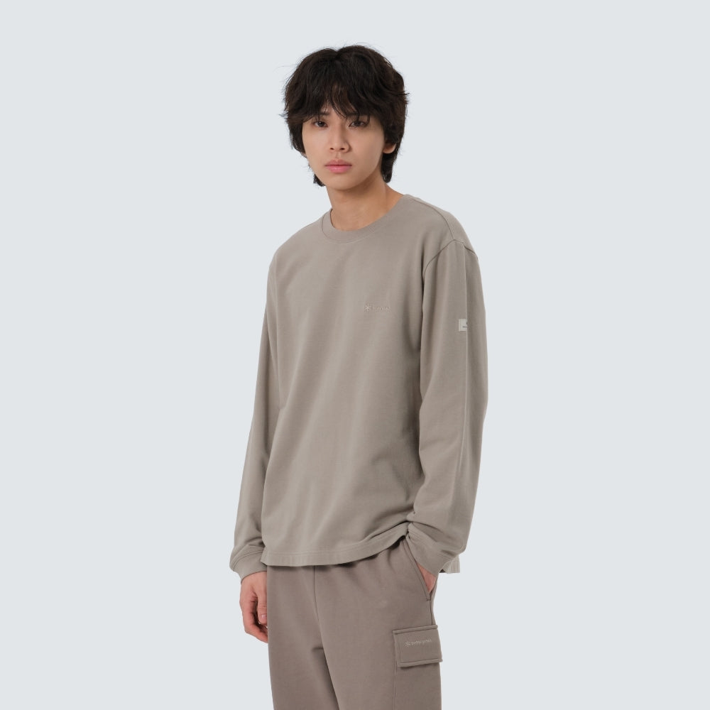 베이직 로고 긴팔 티셔츠 Warm Gray
