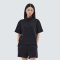 실키 여성 반집업 반팔 티셔츠 Dark Navy