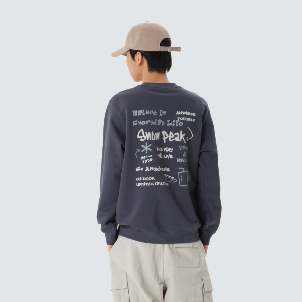 두들 그래픽 맨투맨 Vintage Blue