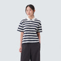 코튼 여성 스트라이프 폴로 티셔츠 Vintage Navy