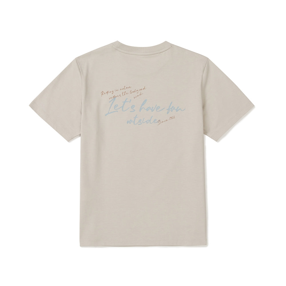 아스킨 여성 레터링 반팔 티셔츠 Sand Beige