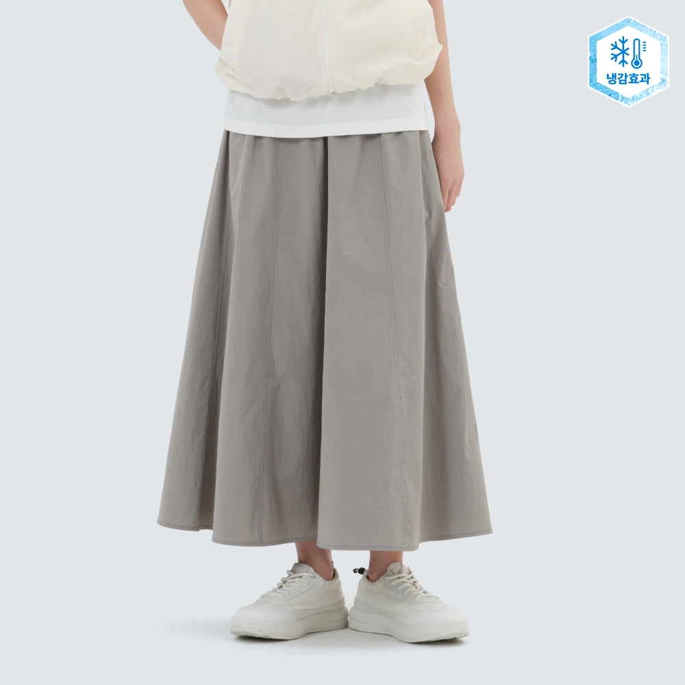 냉감 루트 플레어 롱스커트 Fog Gray